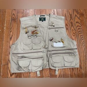 Men's Khaki Fishing Vest with Pockets